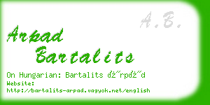 arpad bartalits business card